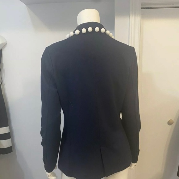 Pearly Vine Blazer Lined Navy Pom poms 2 button - Picture 4 of 7